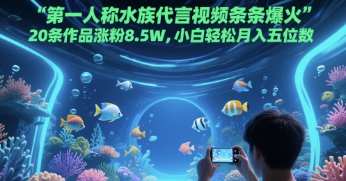 第一人称水族代言视频条条爆火，20条作品涨粉8.5W，小白轻松月入五位数-云库资源