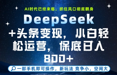 DeepSeek+头条变现，保姆级教学，小白轻松上手，日入8张+【揭秘】-云库资源