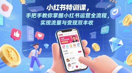 小红书特训课，手把手教你掌握小红书运营全流程，实现流量与变现双丰收-云库资源