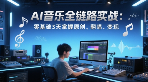 AI音乐全链路实战变现课：零基础3天掌握原创、翻唱、变现-云库资源