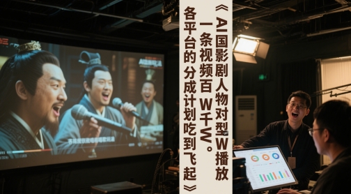 AI三国影视剧人物对口型唱歌玩法，一条视频百W千W播放，各平台的分成计划吃到飞起-云库资源