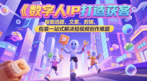 数字人IP打造获客变现实操课，智能选题、文案、剪辑、包装一站式解决短视频创作难题-云库资源