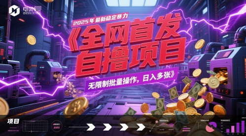 全网首发，2025年最新稳定暴力全自动自撸项目，无限制批量操作，日入多张【揭秘】-云库资源